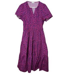 Sweet Salt Midi Dress Plus Size XXL Blue pink Modest Puff Sleeve